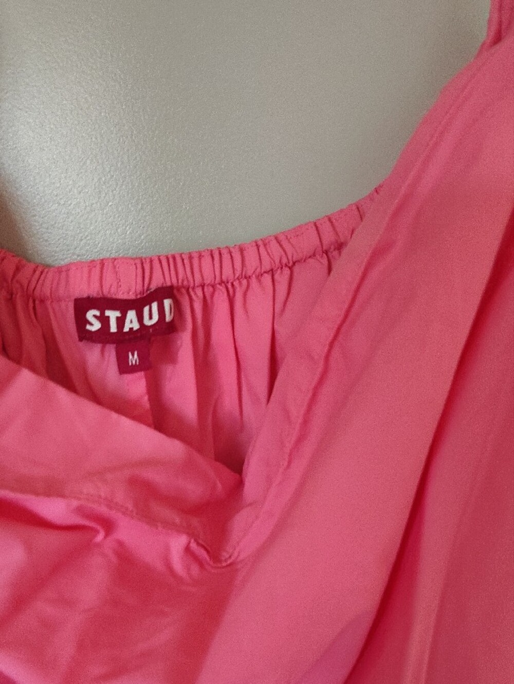 STAUD Coral-Pink Cowl Neck Satin Dress ABSOLUTELY BEAUTIFUL - Picture 5 of 14
